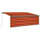Manual Retractable Awning with Blind&LED 4x3m Orange&Brown 3069425
