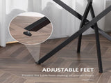 Dining Table with Clear Tempered Glass Top, Round Table with Metal Legs, Modern Kitchen Table for T3398P329932