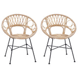 Dining Chair 2 pcs Rattan and Iron Natural 54 x 65 x 82 cm 42011560