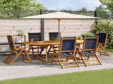 7 Piece Garden Dining Set Solid Wood Acacia and Textilene 3279304
