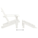 Garden Chair with Ottoman Wood White 40859