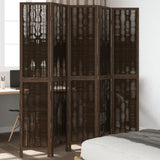 Room Divider 5 Panels Dark Brown Solid Wood Paulownia 358663