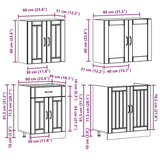 ZNTS 4 Piece Kitchen Cabinet Set Kalmar Smoked Oak Engineered Wood 3314866