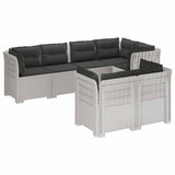 7-Seater Garden Sofa with Cushions Rattan Look PP White 3444167