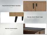 Modern Shoe Bench/ Storage Cabinet, Adjustable Storage Space for Boots or Heels, Asymmetrical Metal N896P457063N