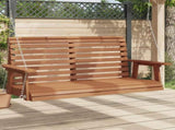 Garden Swing Bench with Metal Chains Brown Solid Wood Fir 4008981