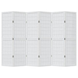 Room Divider 6 Panels White Solid Wood Paulownia 358793