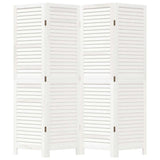 Room Divider 4 Panels White Solid Wood Paulownia 358833