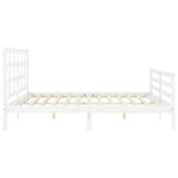Bed Frame without Mattress White 200x200 cm Solid Wood 3194007