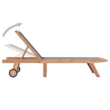 Folding Sun Loungers with Wheels 2 pcs Solid Teak and Textilene 3073000