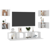 ZNTS 6 Piece TV Cabinet Set High Gloss White Engineered Wood 3079292