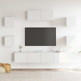 7 Piece TV Cabinet Set White Engineered Wood 3114510