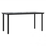 5 Piece Garden Dining Set Black Poly Rattan Glass 3334586