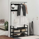Coat Rack with Shelf Black Oak 95 x 34 x 184 cm Engineered wood 879959