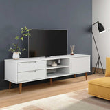 TV Cabinet MOLDE White 158x40x49 cm Solid Wood Pine 350535
