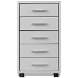 Office Drawer Unit with Castors 5 Drawers White 243064
