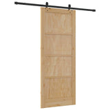 Sliding Door Natural and Black 86 x 211 cm Solid Pine Wood 3333540