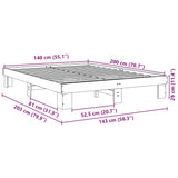 Bed Frame without Mattress 140x200 cm Solid Wood Oak 851951