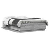 Bed Frame with LED without Mattress Grey Sonoma 120x200 cm 3209623