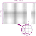 Welded Wire Fence Grey 0.8 x 50 m Steel 42005248