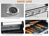 Gas Barbecue Grill 41 Burner Garden Smoker BBQ Trolley w/ Side Burner Warming Rack Side Shelves T3398P315386
