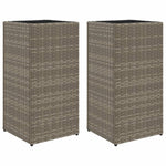 ZNTS Garden Planters 2 pcs Grey 30x30x60 cm Poly Rattan 3210518