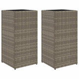 ZNTS Garden Planters 2 pcs Grey 30x30x60 cm Poly Rattan 3210518