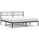 Metal Bed Frame without Mattress with Headboard Black 180x200cm 372183