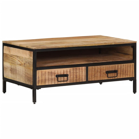 ZNTS Coffee Table 90x50x30 cm Solid Rough Wood Mango 374064