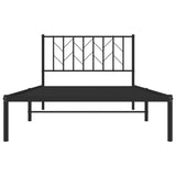 Metal Bed Frame without Mattress with Headboard Black 107x203cm 374433