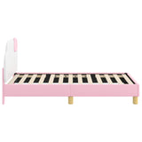 Children's Bed Frame with Headboard Pink 80 x 160 cm PU 42011016