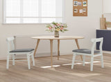 Dining Chair 2 pcs White and Grey Solid Rubber Wood 42020487
