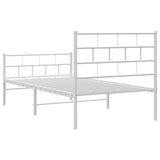 Metal Bed Frame without Mattress with Footboard White 107x203cm 355722