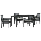 Garden Dining Set with Cushion 5 pcs Black Poly rattan 3379866