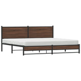 Metal Bed Frame without Mattress Brown Oak 200x200 cm 3301412