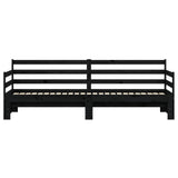 ZNTS Daybed with Trundle Black 90x200 cm Solid Wood Pine 836149