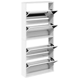 Shoe Cabinet with Mirror 4-Layer High Gloss White 63x17x134 cm 3228276