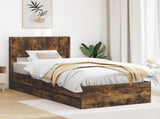 Bed Frame with Storage and Headboard Smoked Oak 100 x 200 cm 3414333