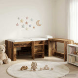 Kids'High Bed Frame with Desk 2 pcs Old wood Engineered Wood 3423444