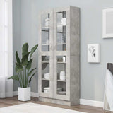 Vitrine Cabinet Concrete Grey 82.5x30.5x185 cm Engineered Wood 802772