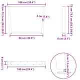 Dining Table Legs V-Shape 3 pcs Black 100x cm Steel 4012672