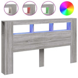LED Headboard Grey Sonoma 180x18.5x103.5 cm Engineered Wood 837363