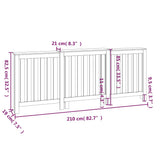 Radiator Cover 210x21x85 cm Solid Wood Pine 822586