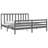 Bed Frame without Mattress Grey 200x200 cm Solid Wood Pine 3193813