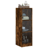 Highboard with Glass Doors Smoked Oak 35x37x109 cm 836389