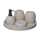 Set of 5 White Marble Bathroom Set IN1876