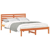 Bed Frame with Headboard Wax Brown 140 x 210 cm Solid Pine Wood 872313
