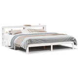 Bed Frame with Headboard without Mattress White 200x200 cm 3306056