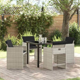 Garden Dining Set with Cushion 5 pcs Light Grey Poly Rattan 3379992