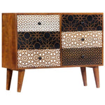 ZNTS Sideboard with Printed Pattern 90x30x70 cm Solid Mango Wood 247916